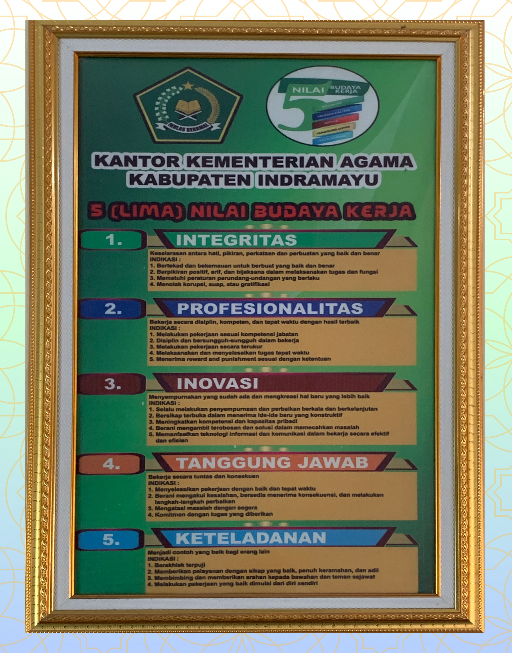 5 Nilai Budaya Kerja Kemenag